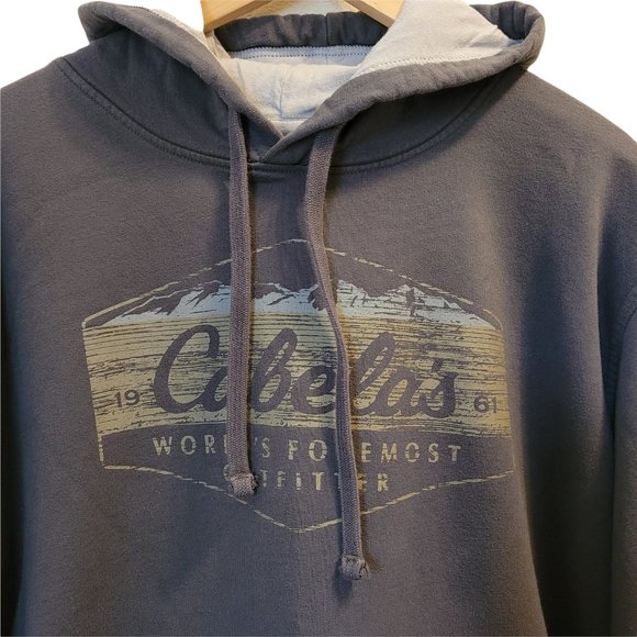 CABELA'S ~ Men's Size Large ~ GRAY HOODIE HOODED LOGO SWEATSHIRTCA - Picture 2 of 5
